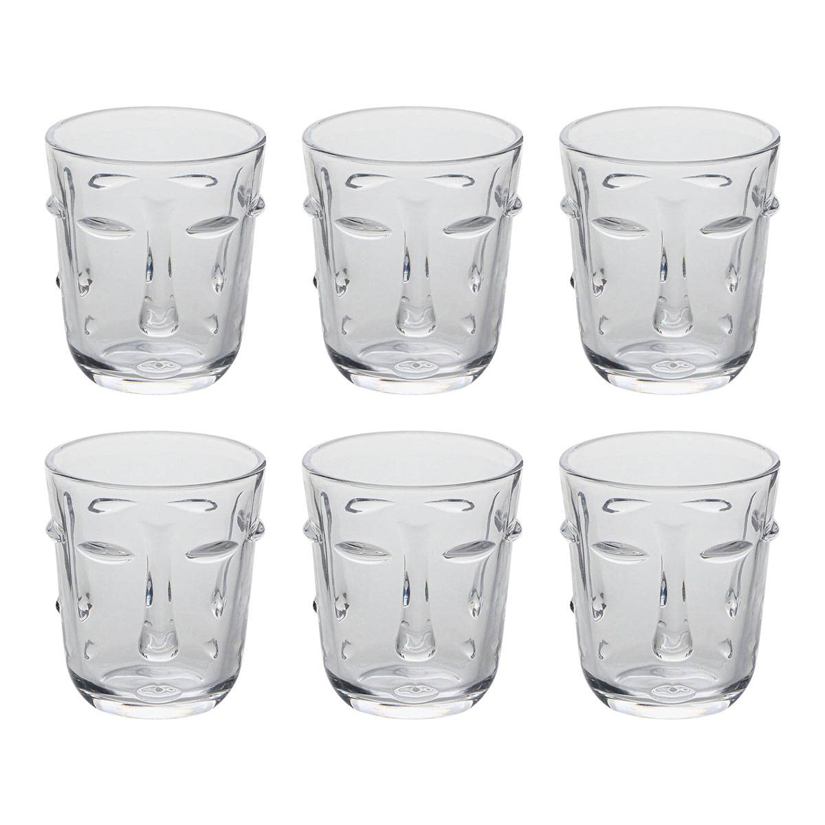 Lot de 6 gobelets bas Visage Verres, carafes Verres à eau
