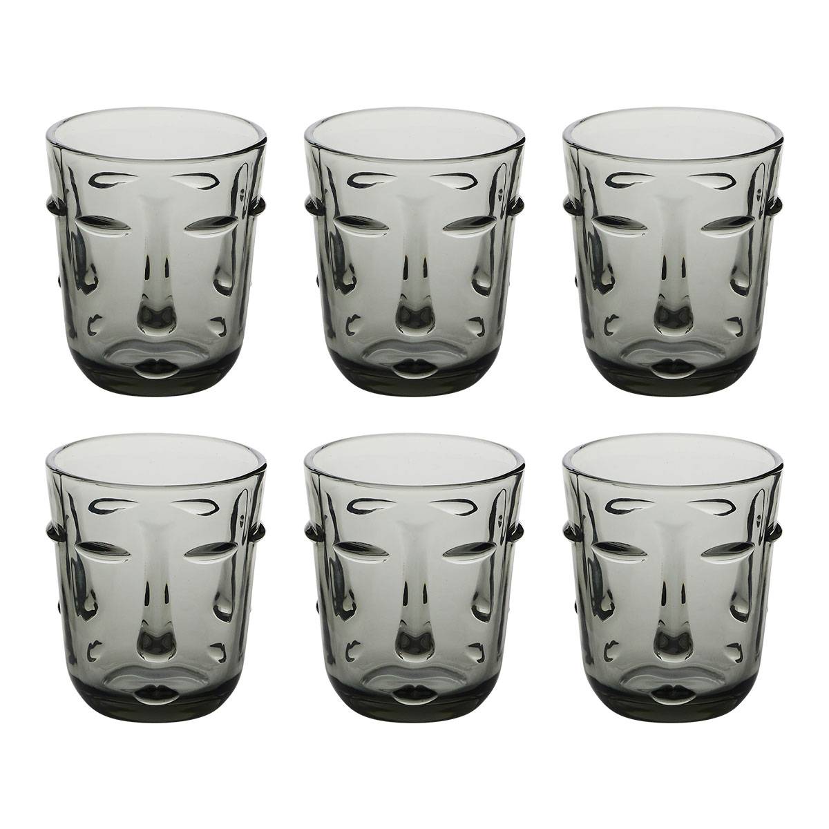 Lot de 6 gobelets bas Visage Verres, carafes Verres à eau