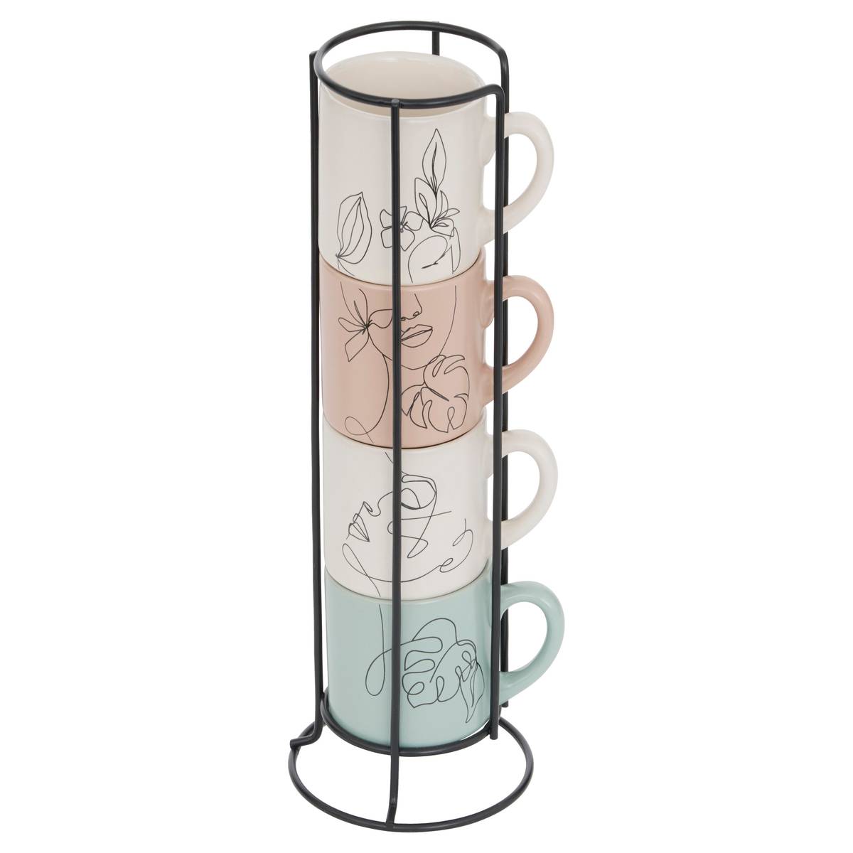 Rack 4 mugs Visage Vaisselle Tasses, mugs