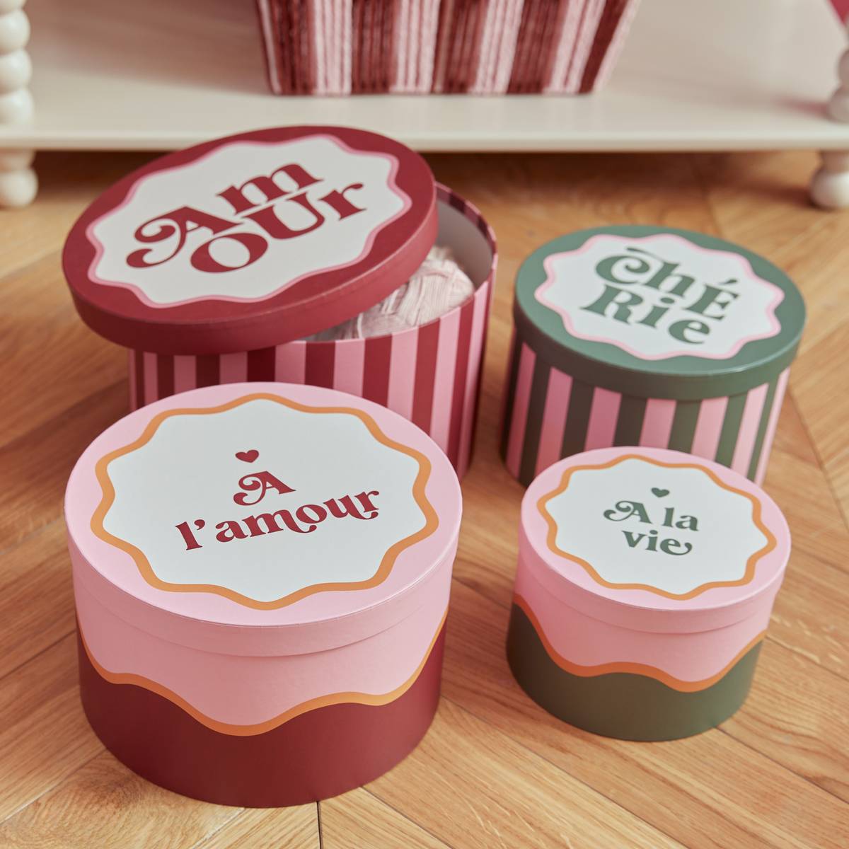 Lot de 4 boîtes Cherie Rangements déco Boites de rangement