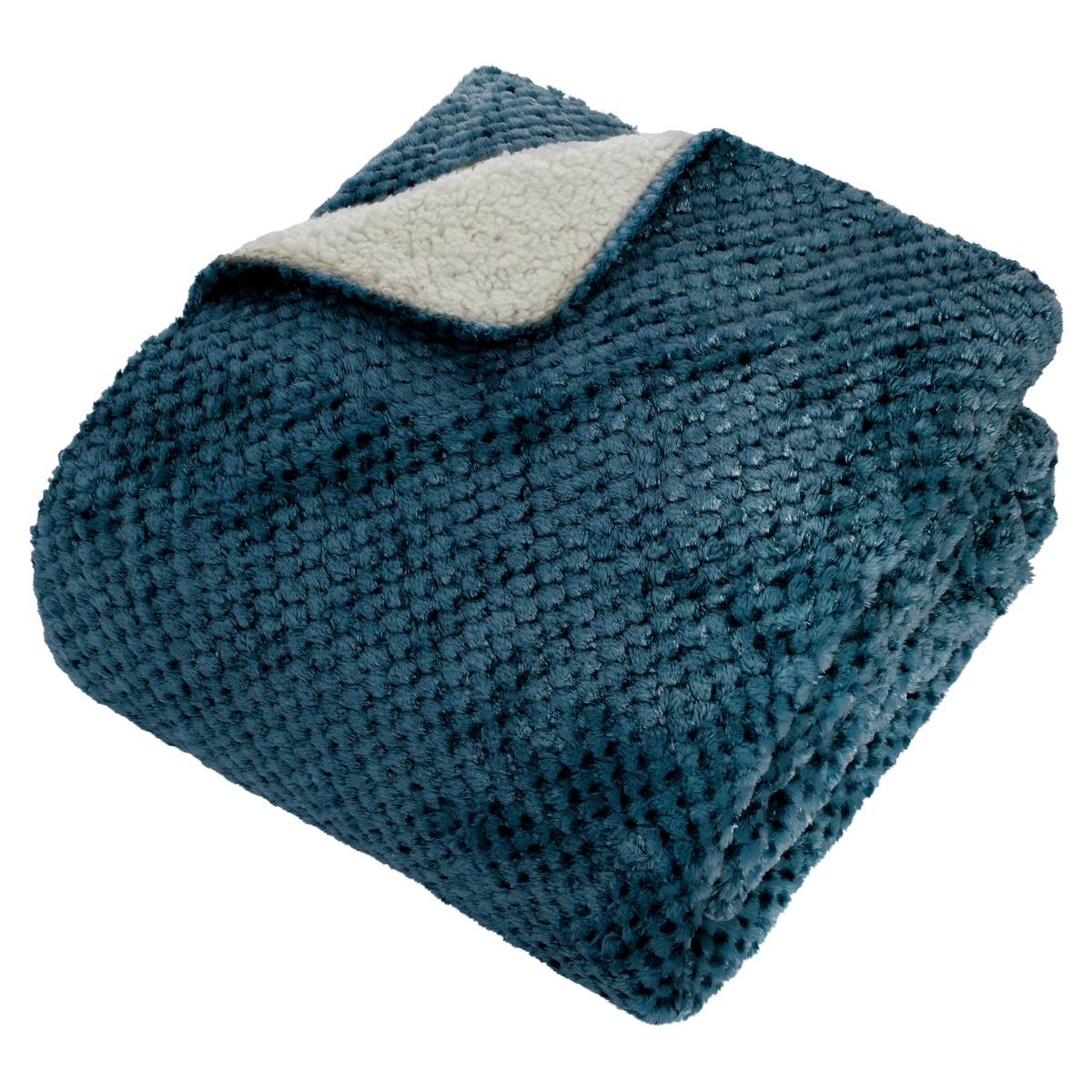 Plaid flanelle effet sherpa Lyno Coussins, plaids Plaids