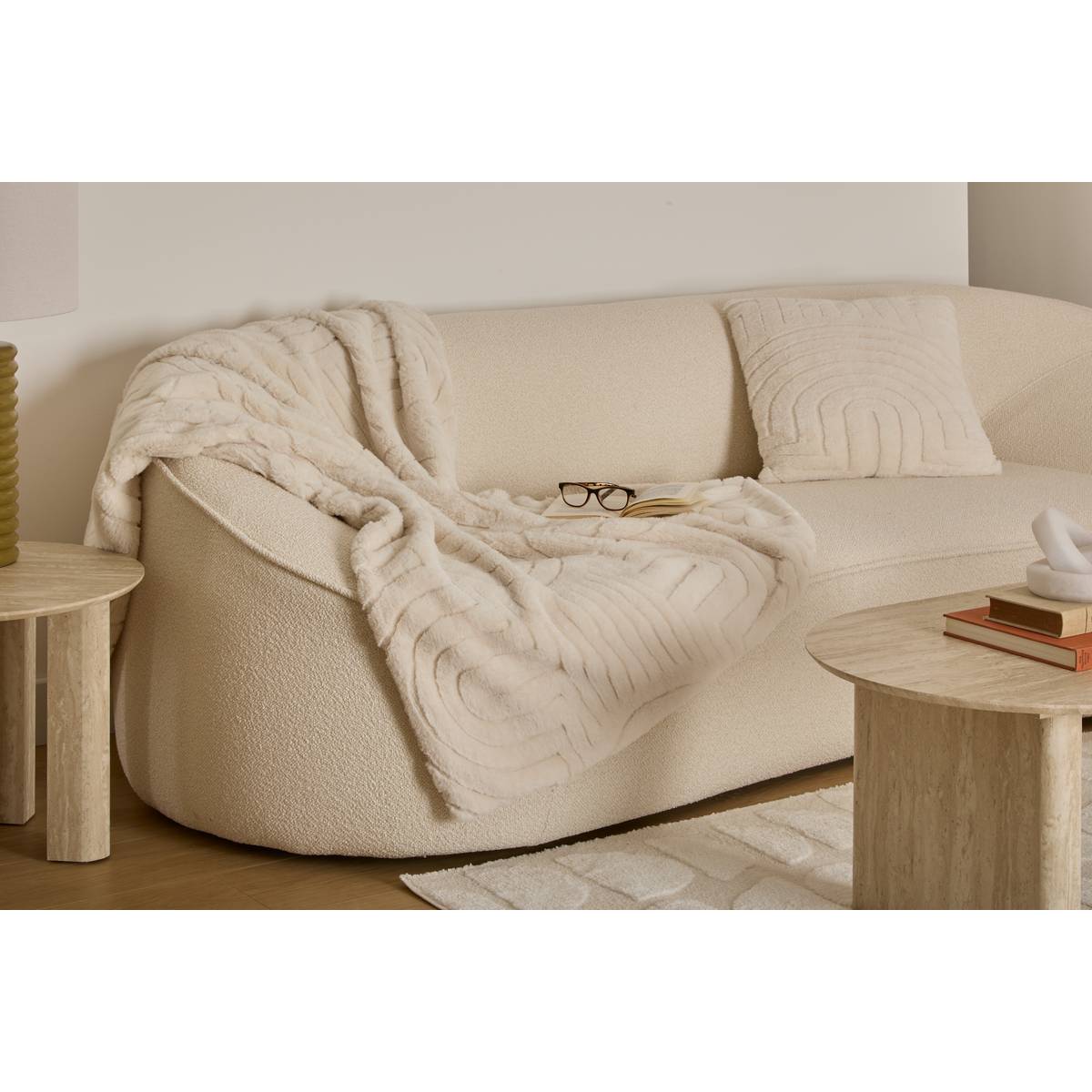 Plaid fausse fourrure jacquard Arka Coussins, plaids Plaids fausse fourrure