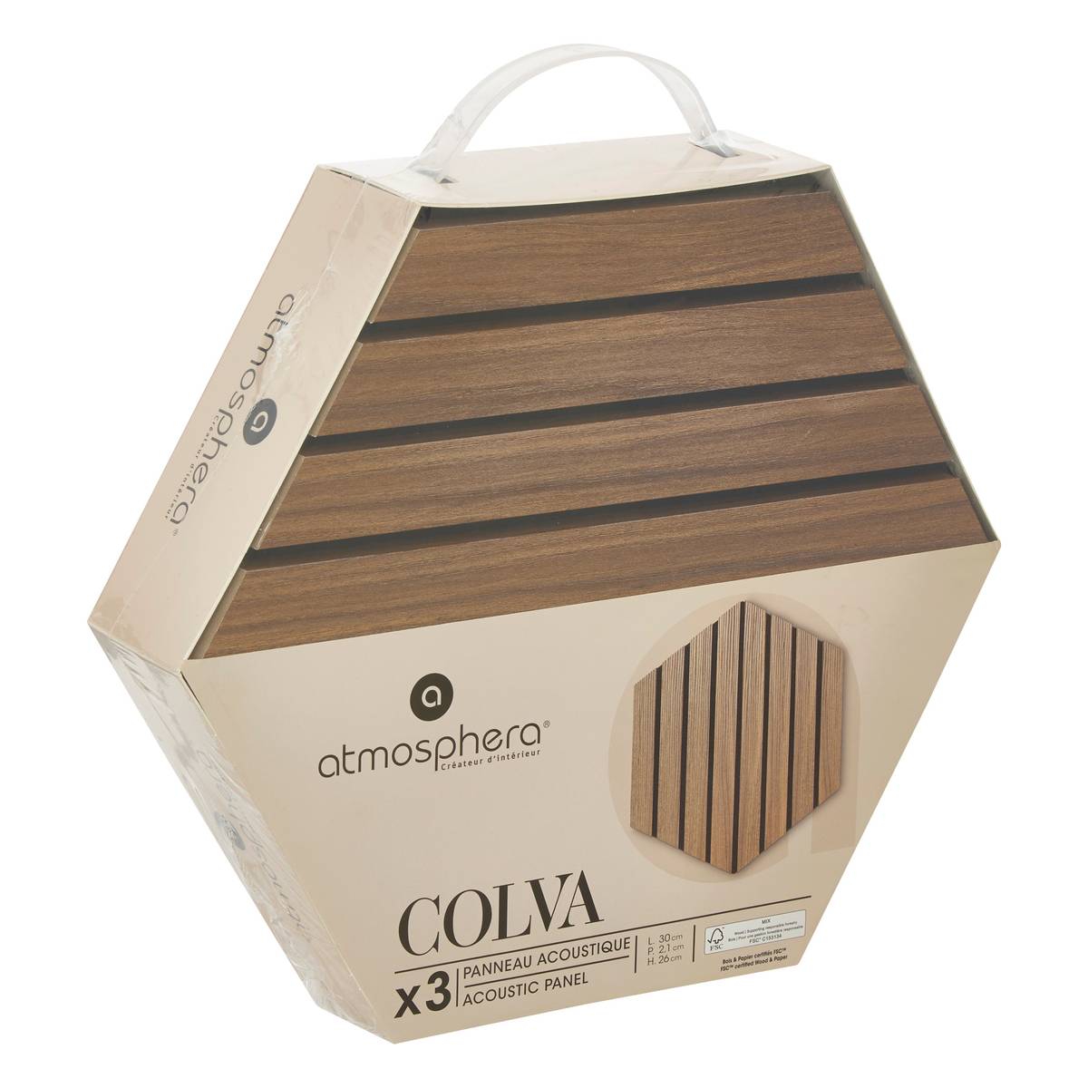 Lot de 3 panneaux décoratifs tasseaux bois Colva Produits Panneaux muraux