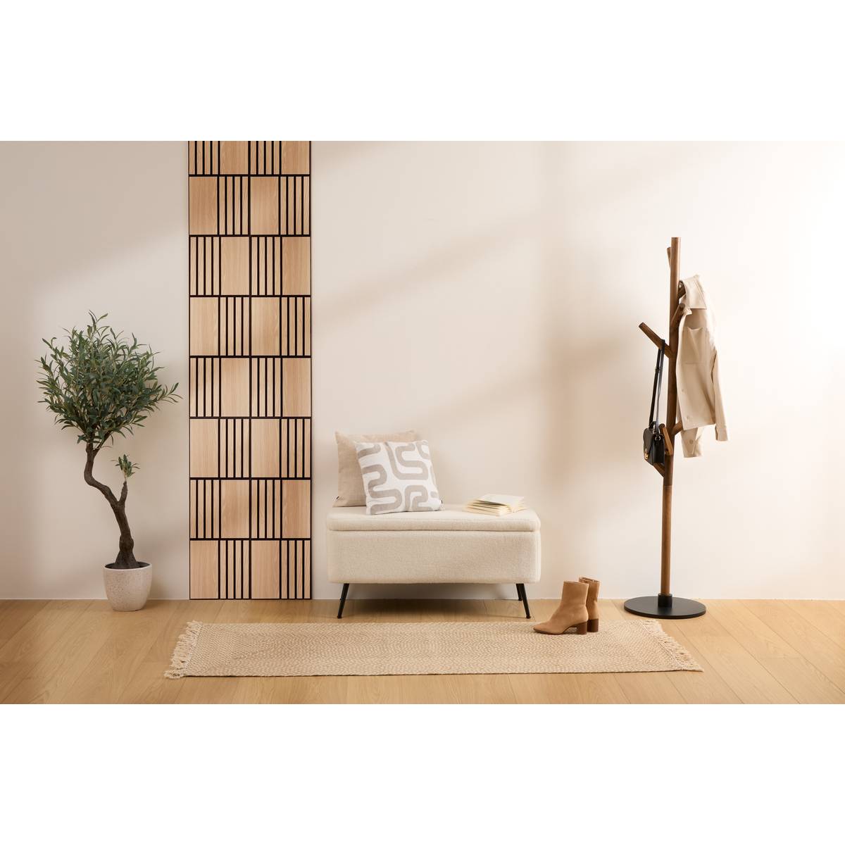 Lot de 3 panneaux décoratifs tasseaux bois Colva Produits Panneaux muraux